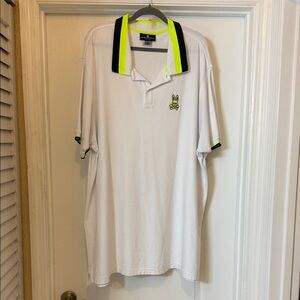 Psycho Bunny White Polo Shirt with Neon Yellow